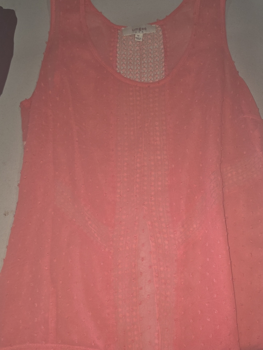 Umgee Coral Pink Textured Sleeveless Tank